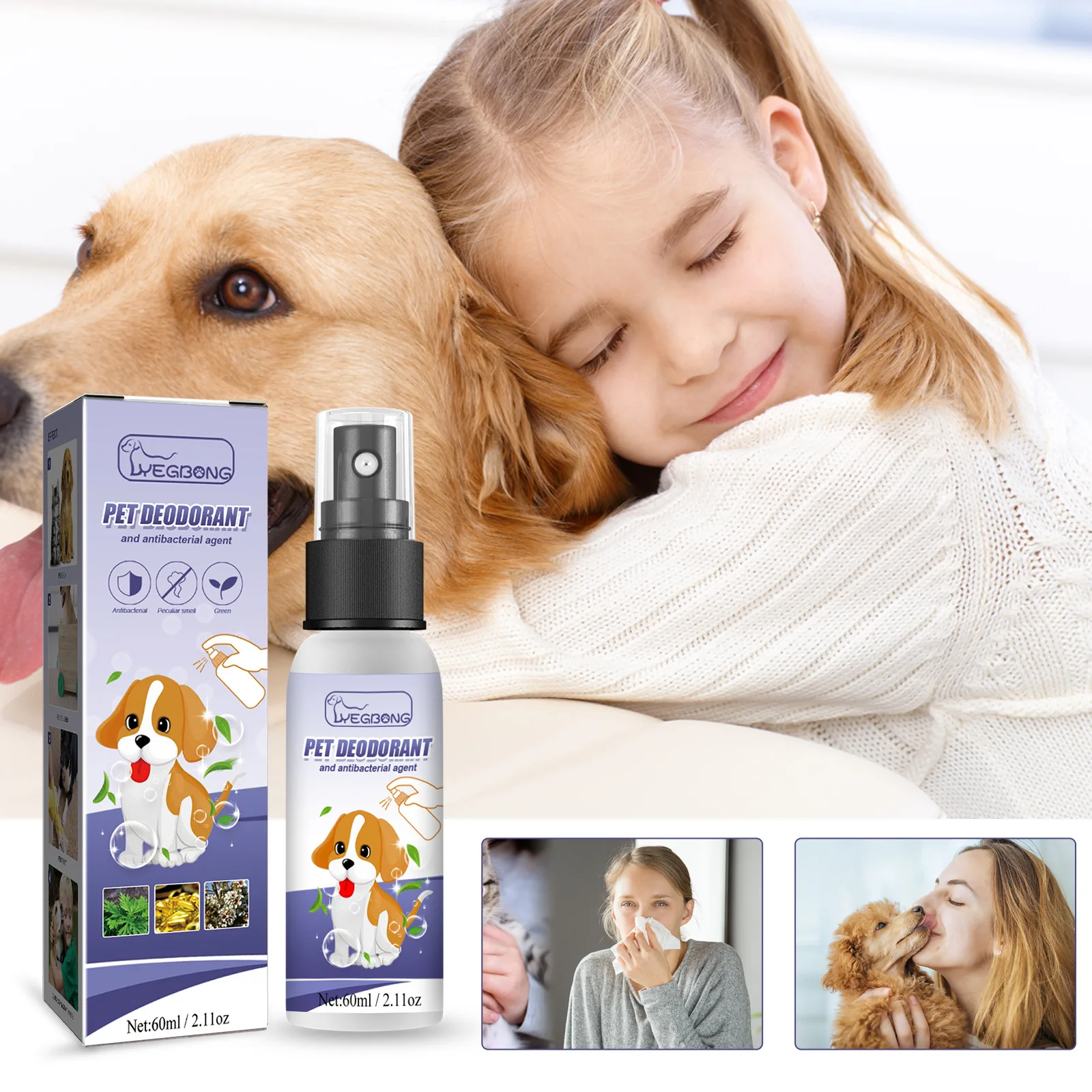 Dog Deodorizing Spray Natural Fresh Cat Body Smell Removal Mouth Odor Eliminating Urine Smell Long-Lasting Pet Deodorant Liquid