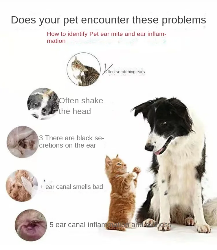 Pet ear drops for dogs, cats, rabbits, mites, itching, deodorant ear mites, ear odor, ear wax, ear wash 20ml