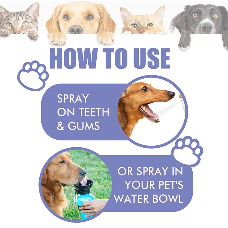 60ml Pet Oral Cleanse Spray Dogs Cats Teeth Clean Deodorant Prevent Calculus Kitten Pet Supplies