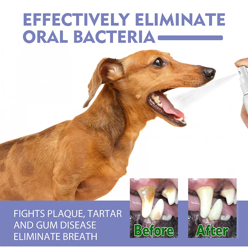 60ml Pet Oral Cleanse Spray Dogs Cats Teeth Clean Deodorant Prevent Calculus Kitten Pet Supplies