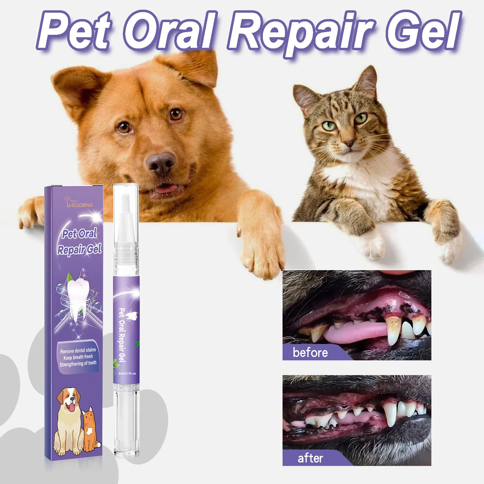 Pet Teeth Cleaner Pen Prevent Calculus Cat Mouth Fresh Teeth Stains Tartar Removal Kitten Bad Breath Oral Cleaning Dog Deodorant